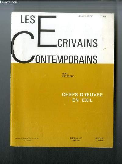 Les crivains contemporains Srie historique n 188 - Chefs-d'oeuvre en exil par Lucie Mazauric