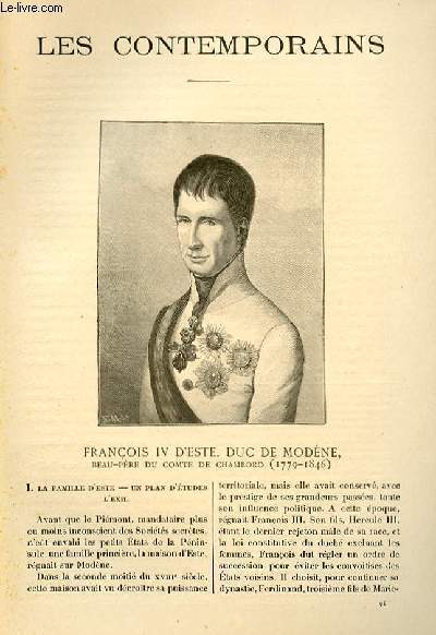 Franois IV d'Este, duc de Modne, beau-pre du comte de Chambord (1779-1846). LES CONTEMPORAINS N94