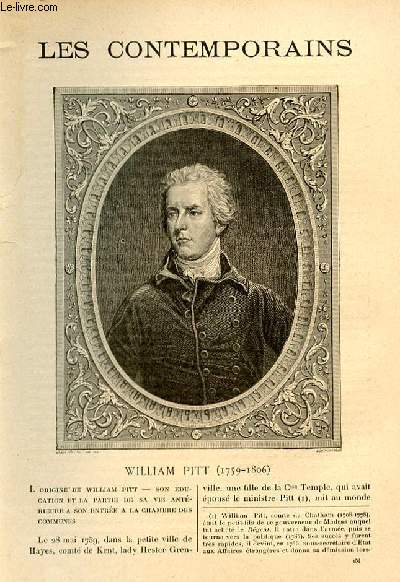 William Pitt ( 1759-1806). LES CONTEMPORAINS N154