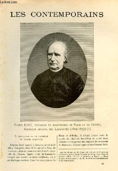 Eugne Bor, voyageur et missionnaire en Perse et en Orient, suprieur gnral des Lazaristes (1809-1877). LES CONTEMPORAINS N 444