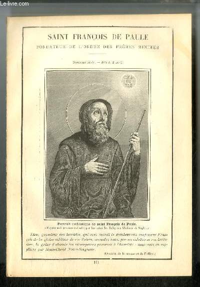 Vies des Saints n 111 - Saint Franois de Paule, fondateur de l'ordre des frres minimes - quinzime sicle - fte le 2 avril