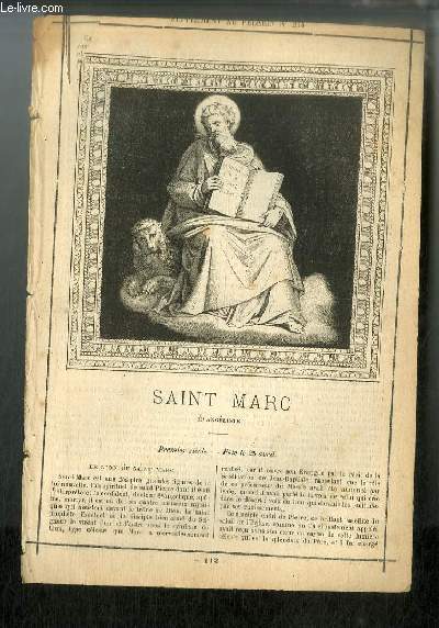 Vies des Saints n 112 - Saint Marc, vangliste - premier sicle , fte le 25 avril