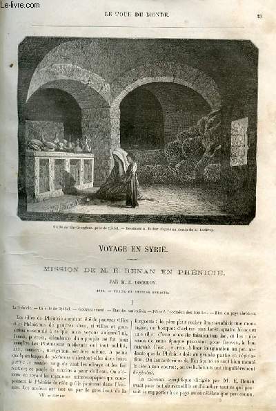 Le tour du monde - nouveau journal des voyages - livraison n159 et 160 - Voyage en Syrie - mission de E; Renan en Phnicie par E. Lockroy (1860).