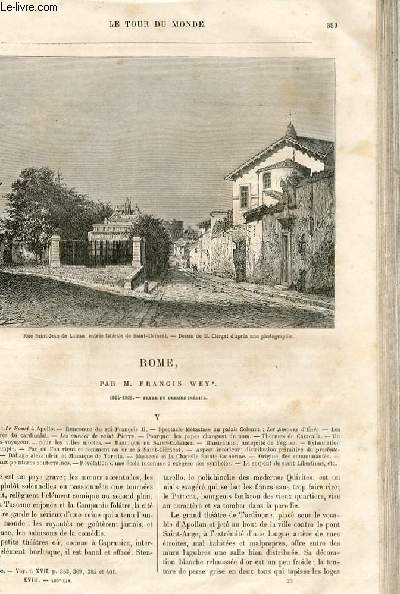 Le tour du monde - nouveau journal des voyages - livraison n466,467,468 et 469 - Rome par Francis Wey (1864-1868).