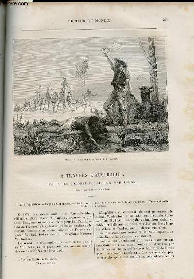 Le tour du monde - nouveau journal des voyages - livraison n774 - A travers l''Australie par le colonel P. EGerton Warburton (1873).