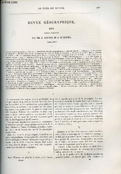 Le tour du monde - nouveau journal des voyages - Revue gographique 1879 (premier semestre) par C. Maunoir et H. Duveyrier.