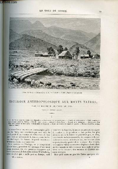 Le tour du monde - nouveau journal des voyages - livraison n1048 et 1049- Excurion anthropologique aux monts Tatras par le Docteur   Gustave Le Bon.