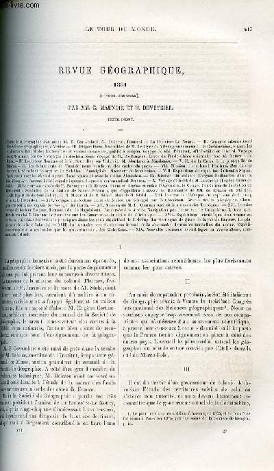 Le tour du monde - nouveau journal des voyages - Revue gographique par C. MAunoir et H. Duveyrier - Premier semestre.