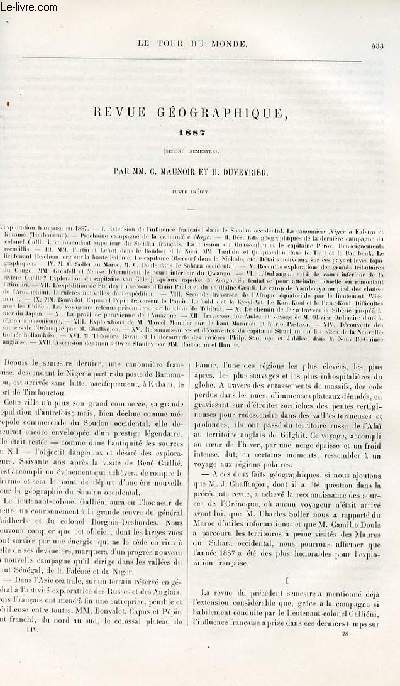 Le tour du monde - nouveau journal des voyages - Revue gographique 1887 (second semestre) par C. Maunoir et H. Duveyrier.