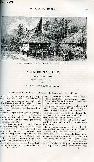 Le tour du monde - nouveau journal des voyages - livraisons n1640 et 1641- Un an en Malaisie - Dli et les Bataks-Karos de Sumatra - 1889-1890.