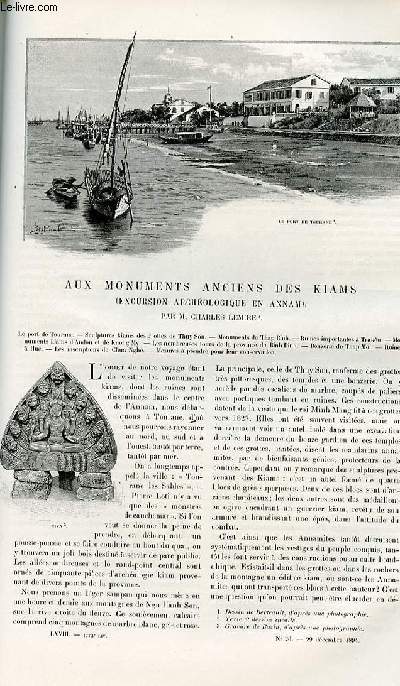 Le tour du monde - nouveau journal des voyages - livraison n1773 - Aux monuments anciens des Kiams (excursion archologique en Annam) par Charles Lemire.