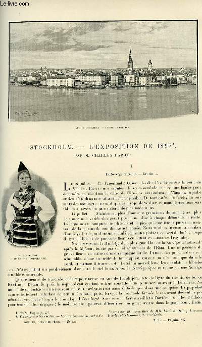 Le tour du monde - journal des voyages - nouvelle srie- livraison n25 - Stockholm - exposition de 1897 par Charles Rabot.