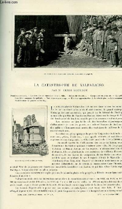 Le tour du monde - journal des voyages - nouvelle srie- livraison n01 - La catastrophe de Valparaiso par Henri Bourdon.