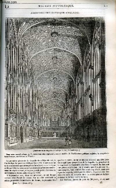 LE MAGASIN PITTORESQUE - Livraison n015 - Architecture gothique anglaise.