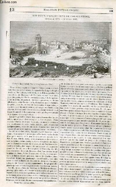 LE MAGASIN PITTORESQUE - Livraison n015 - Les deux expditions de COnstantine (novembre 1836 - octobre 1837).
