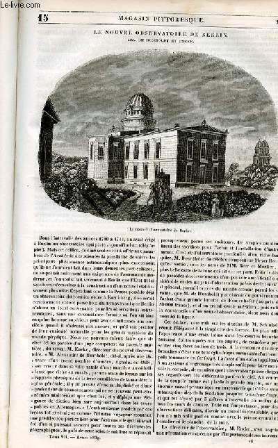 LE MAGASIN PITTORESQUE - Livraison n015 - Le nouvel observatoire de Berlin - De Humboldt et Encke.