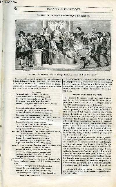 LE MAGASIN PITTORESQUE - Livraison n002 - Origine de la presse priodique en France .