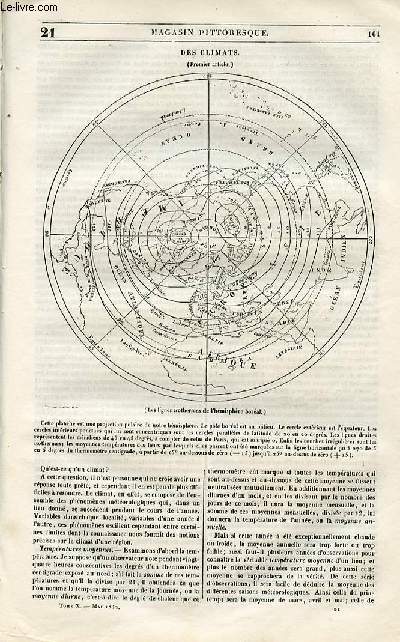LE MAGASIN PITTORESQUE - Livraison n021 - Des climats, premier article, suivre.