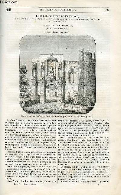 LE MAGASIN PITTORESQUE - Livraison n029 - Etudes d'architecture en France - poque de la renaissance, suite - Suite du rgne de Franois Premier.