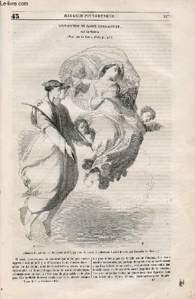 LE MAGASIN PITTORESQUE - Livraison n043 - L'apparition de Sainte Scholastique par Le Sueur.