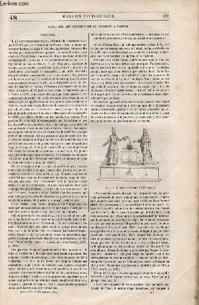 LE MAGASIN PITTORESQUE - Livraison n048 - Essai sur les origines de la machine  vapeur (livraison entirement consacre  ce sujet).