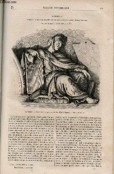 LE MAGASIN PITTORESQUE - Livraison n023 - La science, figure allgorique grave par Grard Audran d'aprs Pierre mignard.