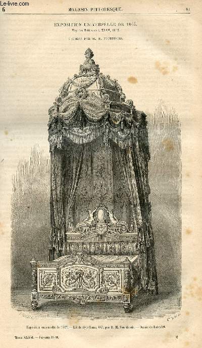 LE MAGASIN PITTORESQUE - Livraison n006 - Exposition universelle de 1867 - meubles par H. Fourdinois.