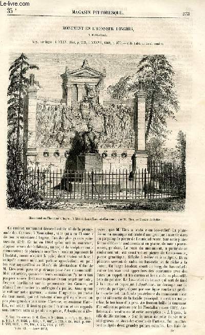 LE MAGASIN PITTORESQUE - Livraison n35 - Monument en l'honneur d'Ingres  Montauban.