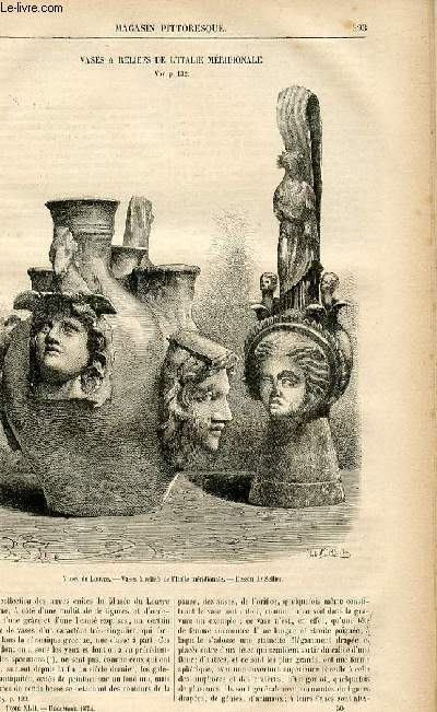 LE MAGASIN PITTORESQUE - Livraison n50 - Vases  reliefs de l'Italie mridionale.