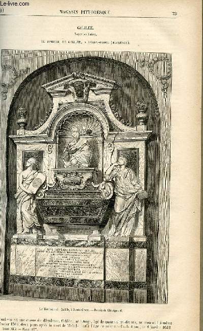 LE MAGASIN PITTORESQUE - Livraison n10 - Galile - le tombeau de Galile  Santa Croce (Florence).