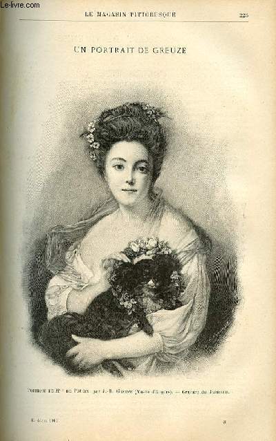 LE MAGASIN PITTORESQUE - Livraison n08 - Portrait de Mme de Procin par greuze, grav par Jarraud.