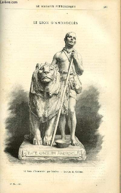 LE MAGASIN PITTORESQUE - Livraison n09 - Le lion d'Androcls, sculpture par Grme, grav par Crosbie.
