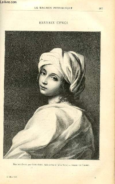 LE MAGASIN PITTORESQUE - Livraison n10 - Beatrix Cenci, tableau par Guido Reni, grav par Crosbie.