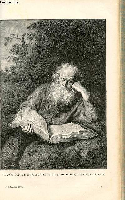 LE MAGASIN PITTORESQUE - Livraison n24 - L'ermite, d'aprs le tableau de Salomon Koninck, gravure par Jarraud.
