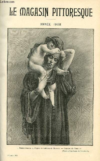 LE MAGASIN PITTORESQUE - Livraison n01 - Femme Fellah, d'aprs le tbaleau par Bonnat, grav par Jarraud.