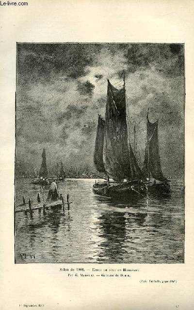 LE MAGASIN PITTORESQUE - Livraison n17 - Salon de 1908- Effet de nuit en Hollande, opar G. Maroniez, grav par Durel.
