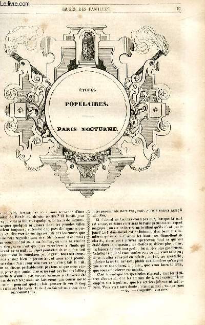 Le muse des familles - lecture du soir - 1re srie - livraison n09 - Etudes populaires - Paris noctuaire par Paul de Kock.