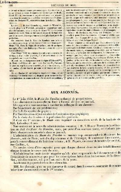 Le muse des familles - lecture du soir - 1re srie - livraison n43 et 44 - Le thtre de la Scala, suite et fin.