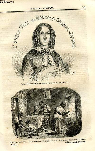 Le muse des familles - lecture du soir - deuxime srie - livraisons n31et 32 - L'oncle tom par Harriet Beecher Stowe.