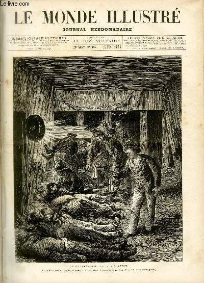 LE MONDE ILLUSTRE N983 - La catastrophe du puits Jabin, extraction des cadavres (dessin de M.Lix, d'aprs le croquis de M.A. Sainte-Marie).