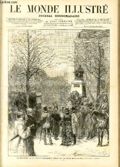 LE MONDE ILLUSTRE N1389 - Inauguration de la statue d'Alexandre Dumas sur la place Malesherbes, le dimanche 4 novembre (dessin de M.Grardin).