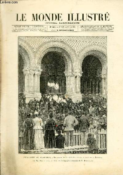 LE MONDE ILLUSTRE N1785 Inauguration du sacr-coeur  Montmartre