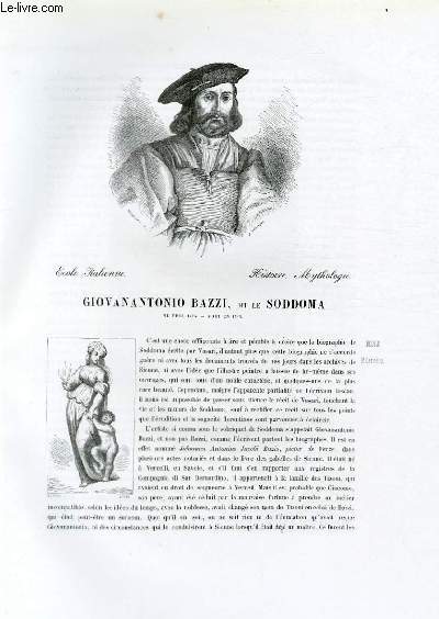 Biographie de Giovanantonio Bazzi, dit le Soddoma (n vers 1474, mort en 1549) ; Ecole Italienne ; Histoire, Mythologie ; Extrait du Tome 5 de l'Histoire des peintres de toutes les coles.