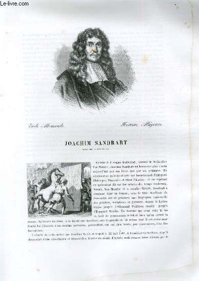 Biographie de Joachim Sandrart (1606-1688) ; Ecole Allemande ; Histoire, Allgories ; Extrait du Tome 8 de l'Histoire des peintres de toutes les coles.