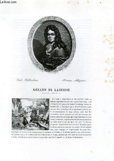 Biographie de Grard de Lairesse (1640-1711) ; Ecole Hollandaise ; Histoire, Allgories ; Extrait du Tome 10 de l'Histoire des peintres de toutes les coles.