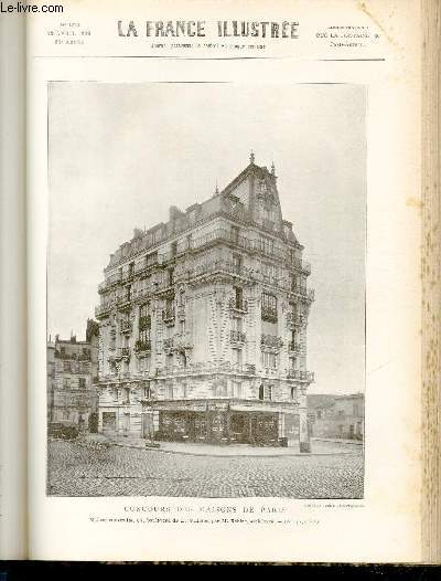 LA FRANCE ILLUSTREE N 1273 - Concours des maisons de Paris, maison construite, 67, boulevard de La Villette, par M.Rabier, architecte.