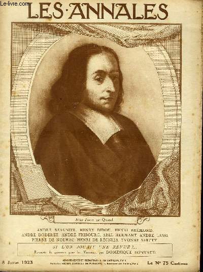 LES ANNALES POLITIQUES ET LITTERAIRES N 2089 Blaise Pascal, par Quesnel.