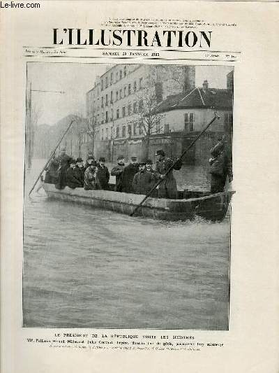 L'ILLUSTRATION JOURNAL UNIVERSEL N 3492 - Gravures: le prsident de la rpublique visite les sinistrs - les ravages de l'inondation  Paris - les inondation en Province - sur le plateau, avant une rptition de 