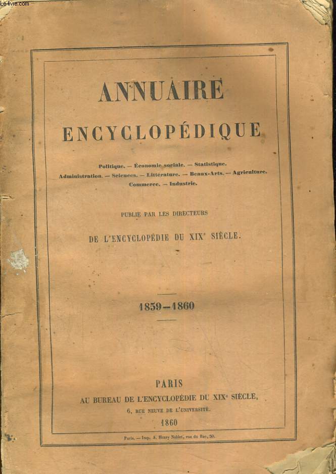 Annuaire encyclopdique - 1859-1860