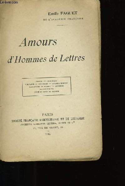 AMOURS D'HOMMES DE LETTRES.